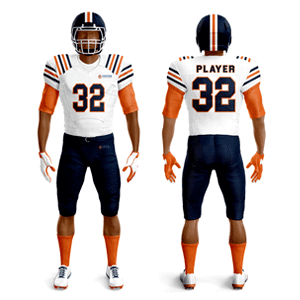 Custom Sublimated Pro Football Uniform - Blue & Orange Stripes