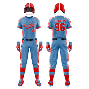 Custom Baseball V-Neck Uniform - Orange & Blue - Plain Style