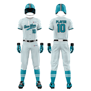 Custom Baseball V-Neck Uniform - Aqua Green - Stripes Style