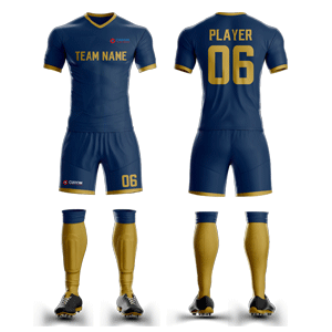 Custom Sublimated Soccer V-Neck Uniform - Blue & Golden