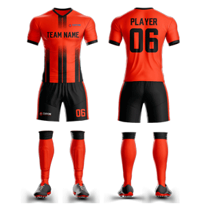 Custom Sublimated Soccer V-Neck Uniform - Orange & Black