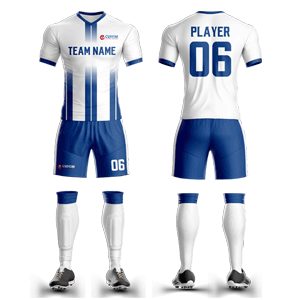 Custom Sublimated Soccer V-Neck Uniform - Blue & White