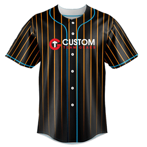 Full Button Custom Baseball Short Sleeve Jersey - Golden Stripes Style
