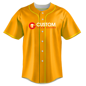 Full Button Custom Golden Baseball Short Sleeve Jersey